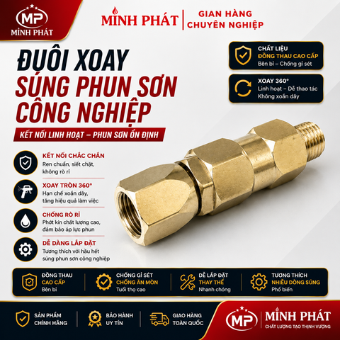 Đuôi Xoay Súng Phun Sơn Công Nghiệp Ren 1/4 Ren 3/8 Minh Phát