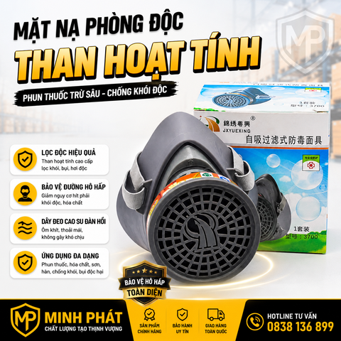 Mặt Nạ Phòng Độc Than Hoạt Tính Dây Đeo Cao Su 3700, Phun Thuốc Trừ Sâu , Chống Khói Độc 3700