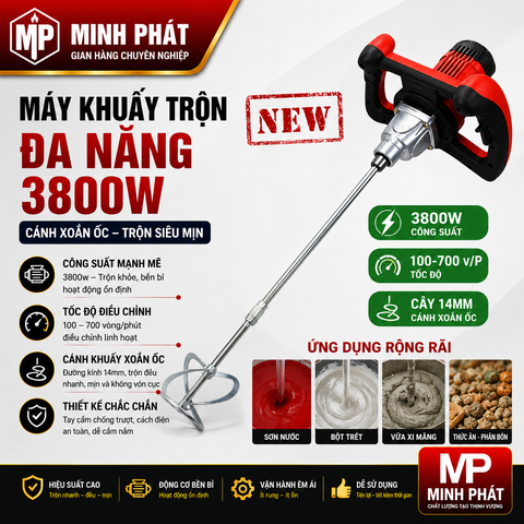 Máy Khuấy Trộn Đa Năng 3800w Cánh Xoắn Ốc Minh Phát