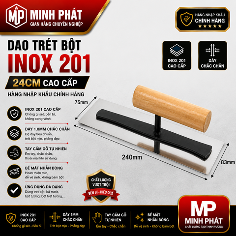 Dao Trét Bột Inox 201 Hàng Nhập Khẩu 24cm Cao Cấp Minh Phát