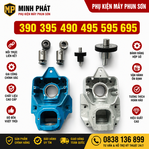 🔥 Đầu Máy / Hộp Số Bánh Răng Máy Phun Sơn Graco 490 495 595 695 Minh Phát