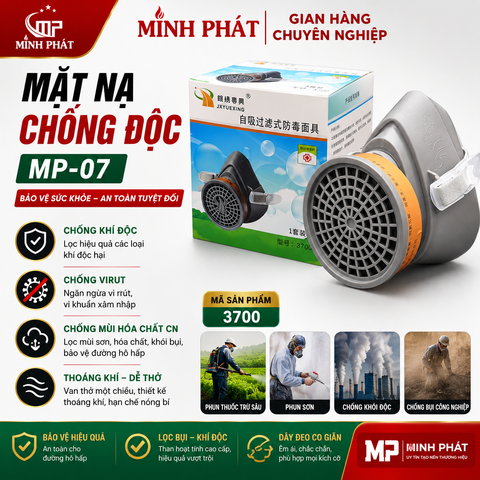 Mặt Nạ Chống Độc Than Hoạt Tính, Phun Thuốc Trừ Sâu , Chống Khói Độc Minh Phát 3700