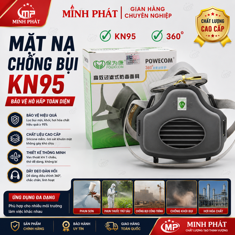 Mặt Nạ Chống Bụi KN95 Sơn Nước Minh Phát 3200, Mặt Nạ Phun Thuốc Trừ Sâu,Phun Sơn,Chống Khói Bụi