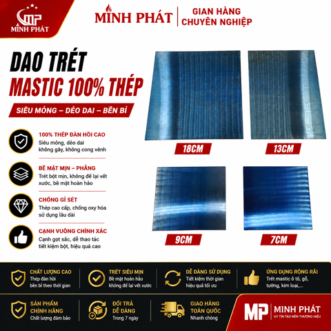 Miếng Thép Trét Bột Ôto 3 Yem Siêu Mỏng 7cm 9cm 13cm 18cm Minh Phát