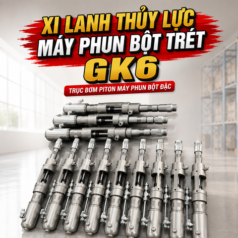 Xi Lanh Máy Phun Bột Trét Thủy Lực GK6 Minh Phát, Trục Bơm Piton Máy Phun Bột Đặc Minh Phát