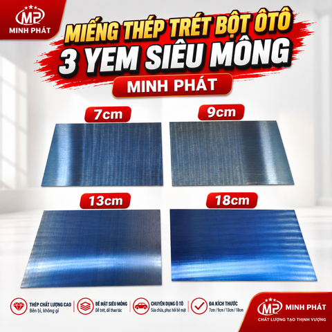 Miếng Thép Trét Bột Ôto 3 Yem Siêu Mỏng 7cm 9cm 13cm 18cm Minh Phát
