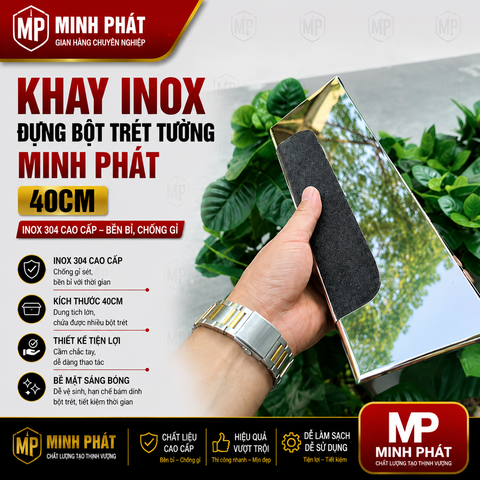 Khay Inox Đựng Bột Trét Tường Minh Phát 40cm