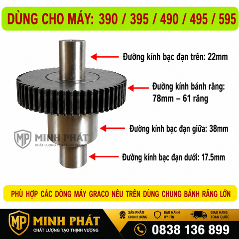 ⚙ Nhông Bánh Răng Máy Phun Sơn Graco 395/490/495/500/595 Chính Hãng Minh Phát