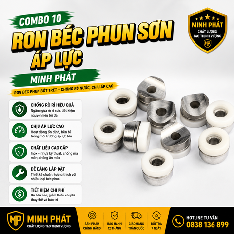 Combo 10 Ron Béc Phun Sơn Áp Lực, Ron Béc Phun Bột Trét Minh Phát