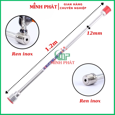 Cần Nối Dài Phun Sơn Công Nghiệp Minh Phát Dài 1m2, Cần Nối Dài Đầu Inox Chống Va Đập