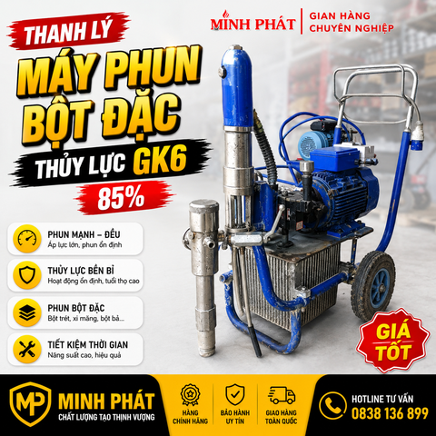 Thanh Lý Máy Phun Bột Đặc Thủy Lực GK6 85% Minh Phát