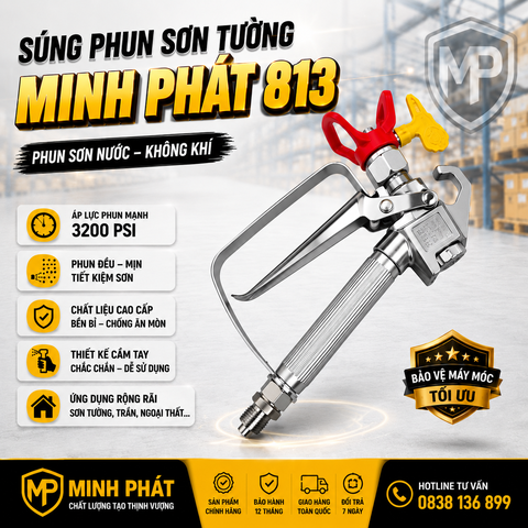 Súng Phun Sơn Tường Minh Phát 813, Súng Phun Sơn Không Khí, Phun Sơn Nước Giá Rẻ 813 3200 Psi