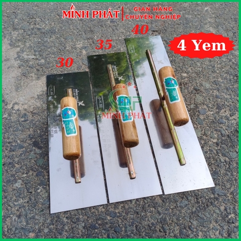 Dao Trét Bột Sơn Nước Móc Thùng Thép Trắng Cán Gỗ 30cm 35cm 40cm Minh Phát
