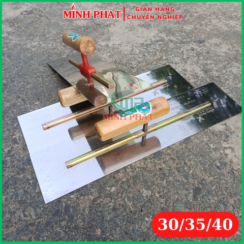 Dao Trét Bột Sơn Nước Móc Thùng Thép Trắng Cán Gỗ 30cm 35cm 40cm Minh Phát