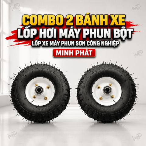 Combo 2 Bánh Xe Lốp Hơi Máy Phun Bột, Lốp Xe Máy Phun Sơn Công Nghiệp
