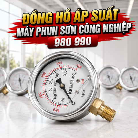 Đồng Hồ Áp Suất Máy Phun Sơn Công Nghiệp Minh Phát 980 990