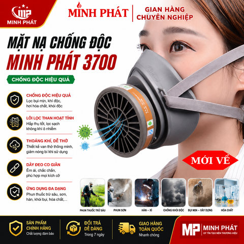 Mặt Nạ Chống Độc Than Hoạt Tính Tiện Lợi Mọi Nơi, Phun Thuốc Trừ Sâu , Chống Khói Độc Minh Phát 3700