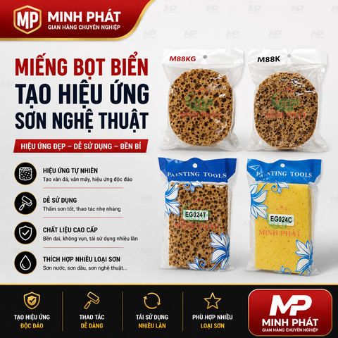 🧽 Miếng Bọt Biển Tạo Hiệu Ứng Sơn Nghệ Thuật Minh Phát – Dụng Cụ Trang Trí Tường, Sơn Hoa Văn