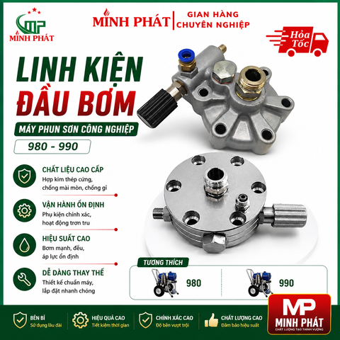 Linh Kiện Đầu Bơm Máy Phun Sơn Công Nghiệp 980 990 Minh Phát - Cụm Màng Bơm Sơn