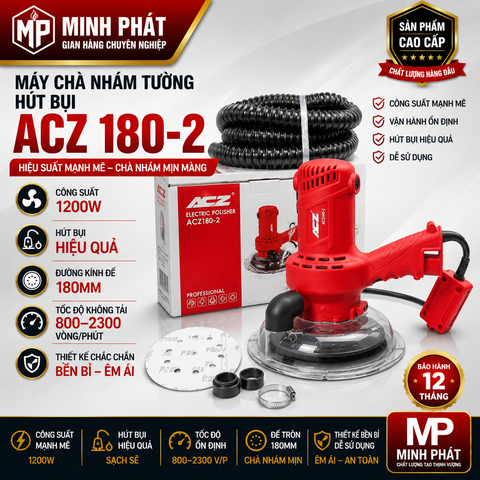 Máy Chà Nhám Tường Hút Bụi ACZ 180-2 Minh Phát Đường Kính 18cm