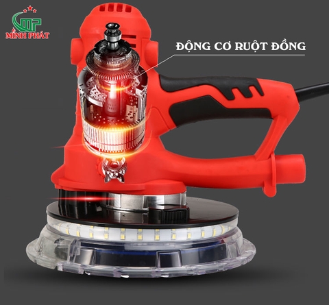 Máy Chà Tường Sơn Nước ACZ 180-6 1100W 180mm Chà Nhám Hút Bụi Tường Có Đèn Led Minh Phát