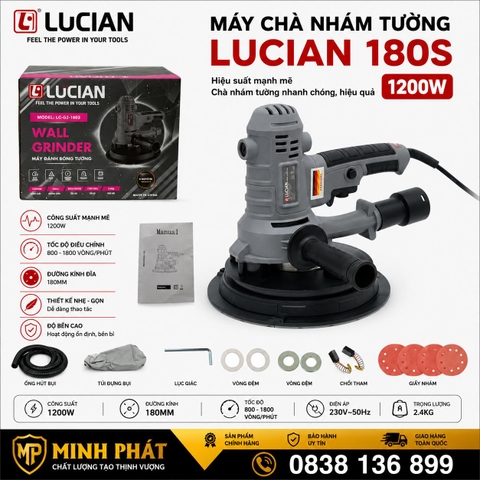 Máy Chà Tường Sơn Nước Lucian 18cm Đèn Led Viền