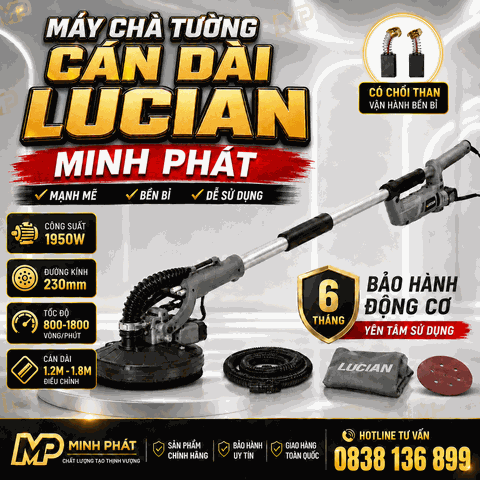 Máy Chà Tường Cán Dài Lucian 1950W Có Chổi Than