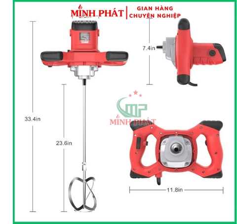 Máy Khuấy Bột Trét Cánh Xoắn - Khuấy Sơn Minh Phát 2100w, Máy Khuấy Đa Năng Đầu Trâu