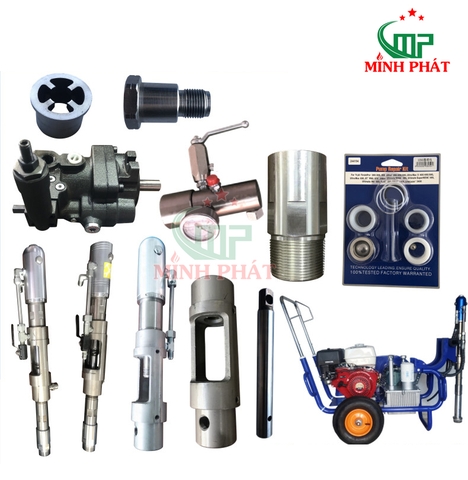 🛠️ Phụ Kiện Máy Phun Bột Trét GK6 A8 A9 970 – Ron Đỏ, Bạc Đạn, Trục Bơm, Piston, Gioăng Kín
