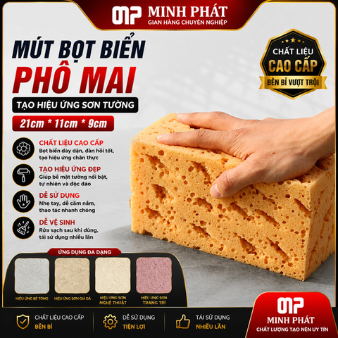 Miếng Mút Bọt Biển Phô Mai Minh Phát Tạo Hiệu Ứng Sơn Tường 21cm Minh Phát