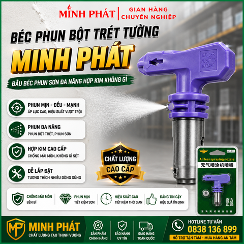 Béc Phun Bột Trét Tường Minh Phát, Đầu Béc Phun Sơn Đa Năng Hợp Kim Không Gỉ