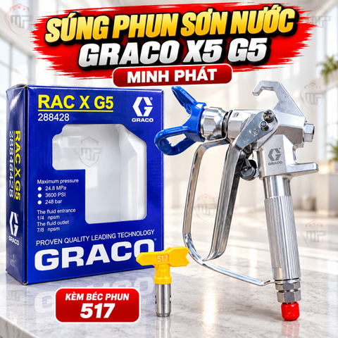 Súng Phun Sơn Nước Minh Phát Graco X5 G5, Súng Phun Sơn Nước Không Khí Kèm Béc Phun 517