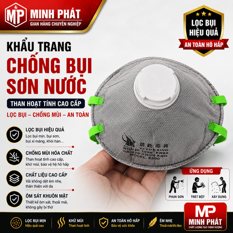 Khẩu Trang Chống Bụi Sơn Nước Than Hoạt Tính Lọc Bụi, Chống Mùi Hóa Chất Minh Phát