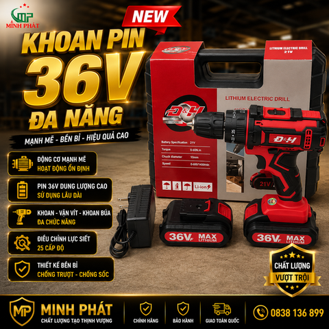 Máy Khoan Pin ĐH 36v Đa Năng Bắn Vít Khoan Sắt Khoan Tường Gạch
