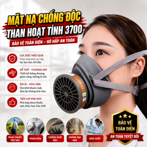 Mặt Nạ Chống Độc Than Hoạt Tính Tiện Lợi Mọi Nơi, Phun Thuốc Trừ Sâu , Chống Khói Độc Minh Phát 3700