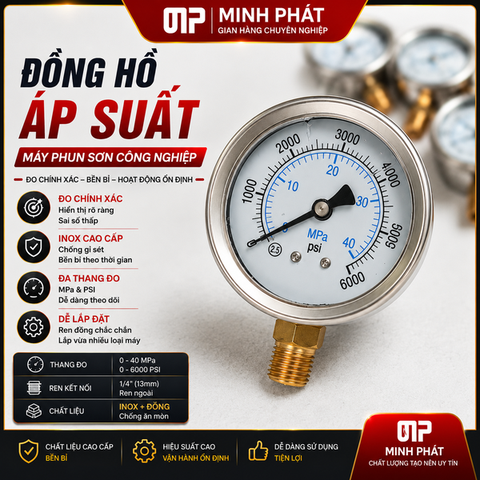 Đồng Hồ Áp Suất Máy Phun Sơn Công Nghiệp Minh Phát