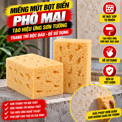 Miếng Mút Bọt Biển Phô Mai Minh Phát Tạo Hiệu Ứng Sơn Tường Trang Trí