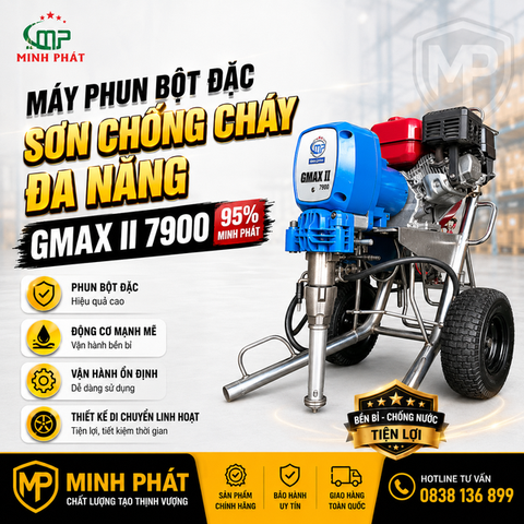 Máy Phun Bột Đặc Sơn Chống Cháy Đa Năng Gmax II 7900 95% Minh Phát