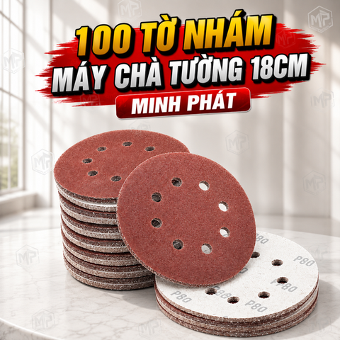 100 Tờ Nhám Máy Chà Tường 18cm, Giấy Nhám Chà Tường Matit Minh Phát Lỗ Nhỏ