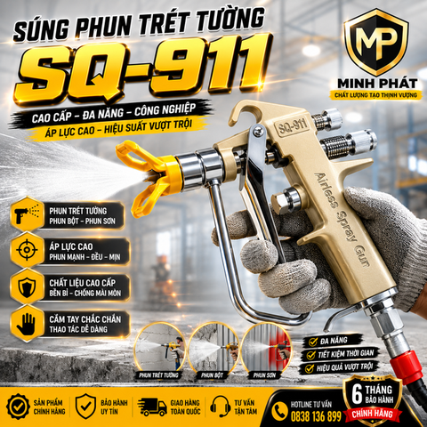 Súng Phun Trét Tường SQ-911 Cao Cấp, Súng Phun Bột Phun Sơn 911 Đa Năng Công Nghiệp Áp Lực Cao