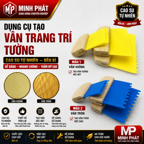 Dụng Cụ Tạo Vân Tròn Vân Nhọn Trang Trí Tường Minh Phát Cao Su Tự Nhiên