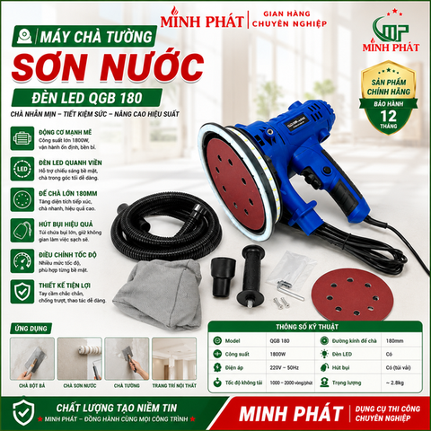Máy Chà Tường Sơn Nước Đèn Led QGB 180 Minh Phát