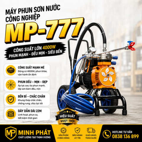 Máy phun sơn nước mp777 4000w, máy phun sơn công nghiệp công suất lớn mp777