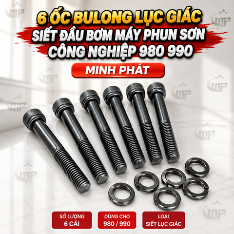 6 Ốc Bulong Lục Giác Siết Đầu Bơm Máy Phun Sơn Công Nghiệp 980 990 Minh Phát