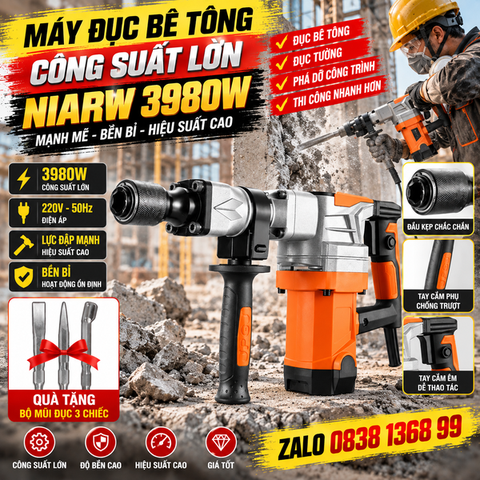 Máy Đục Bê Tông Công Suất Lớn Niarw 3980w