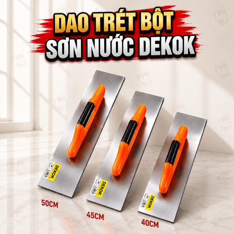 Dao Trét Bột Sơn Nước Dekok Tay Cầm Nhựa 40cm 45cm 50cm Thép Trắng