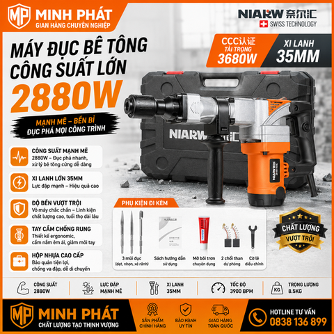 Máy đục bê tông công suất lớn NIARW 2880W