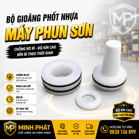 🔧 Bộ Gioăng Phốt Nhựa Máy Phun Sơn 450 Minh Phát – Chống Rò Rỉ, Độ Kín Cao, Bền Bỉ