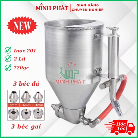 Phễu Phun Gai Sần, Phun Giả Đá Inox 201 Dung Tích 2 Lít Minh Phát