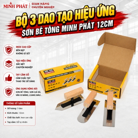 🛠️ Bộ Dao Bay Mini Inox Cán Gỗ Minh Phát – Dụng Cụ Sơn Hiệu Ứng, Sơn Nghệ Thuật